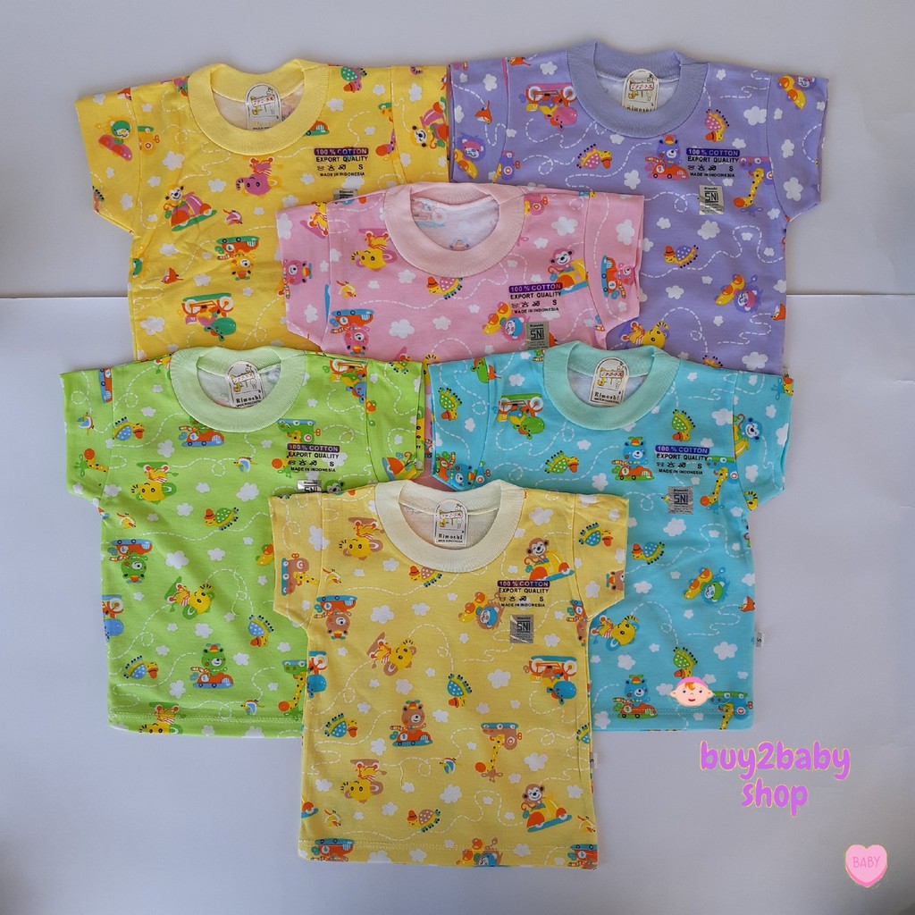 Kaos Oblong Bayi Rimoshi Full Print Warna Ukuran S, M, L, XL 1 PCS