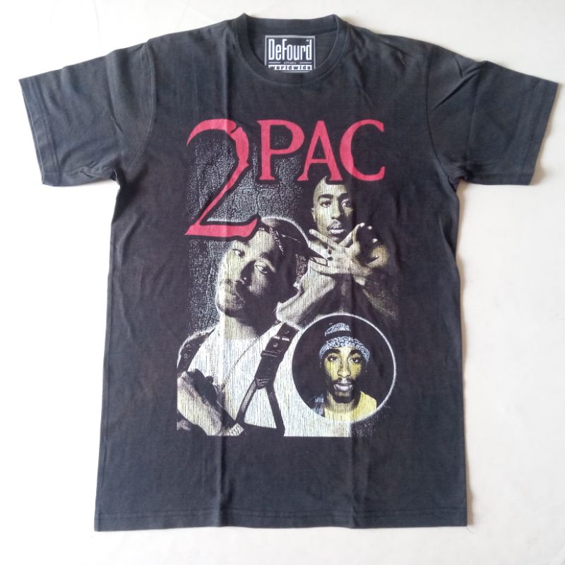 Tupac 2 Pac Shakur Vintage Wash Rap Tee/Kaos Musik Rap Hip-Hop Tupac Shakur Vintage Style Unisex
