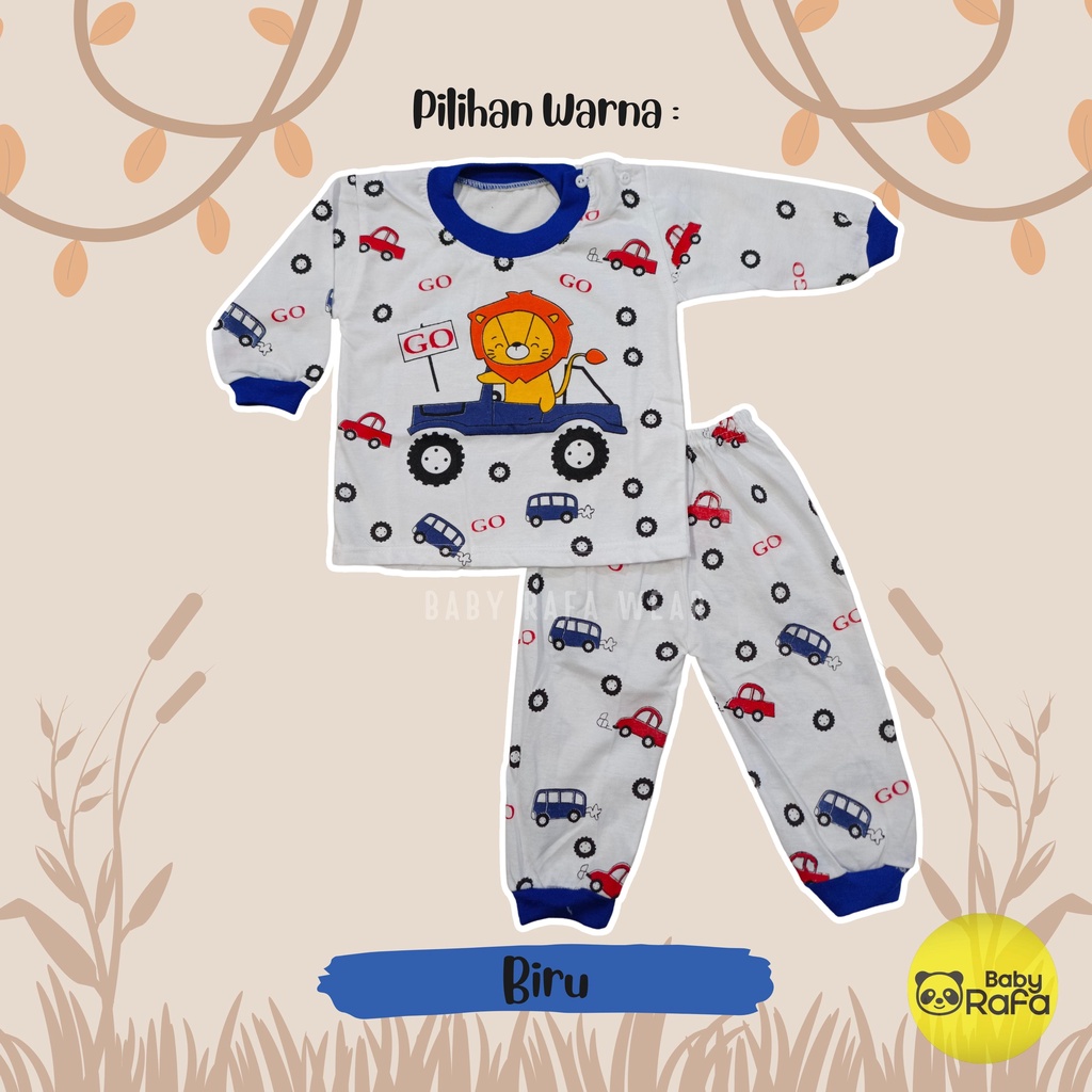 Setelan Piyama Baju Bayi Panjang 3 - 18 Bulan merk VIORI motif Lion Car