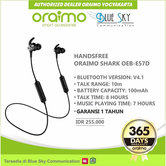 HEADSET EARPHONE ORAIMO SHARK OEB-E57D MAGNETIC HD SOUND