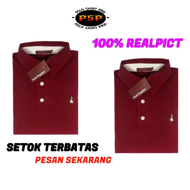 Polo T Shirt Pria Hush Puppies Original Big Size Hitam Dewasa Polos Jumbo Reguler Fit Murah Branded 