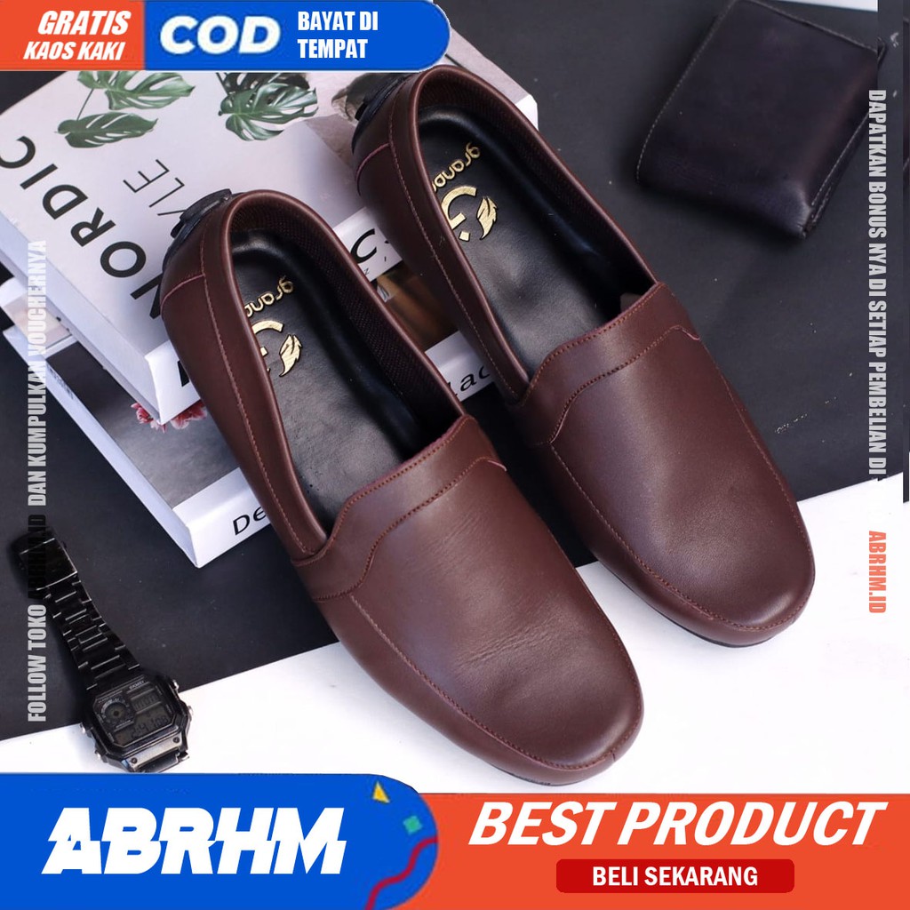 ABRHM x POLAS Sepatu Slip On Pria Sepatu Pria Casual Anti Slip Sepatu Kerja Cowok / Cowok Sepatu Kasual Santai Kekinian