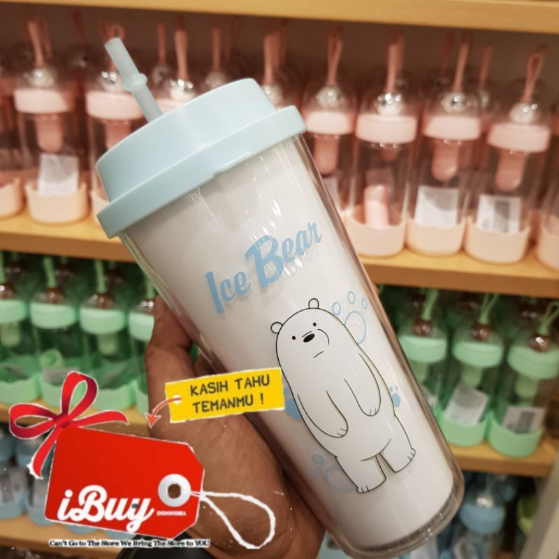 Jual Miniso Ice Bear We Bare Bears Botol Minum Plastik Tumbler With Sedotan 550ml Shopee Indonesia 3160