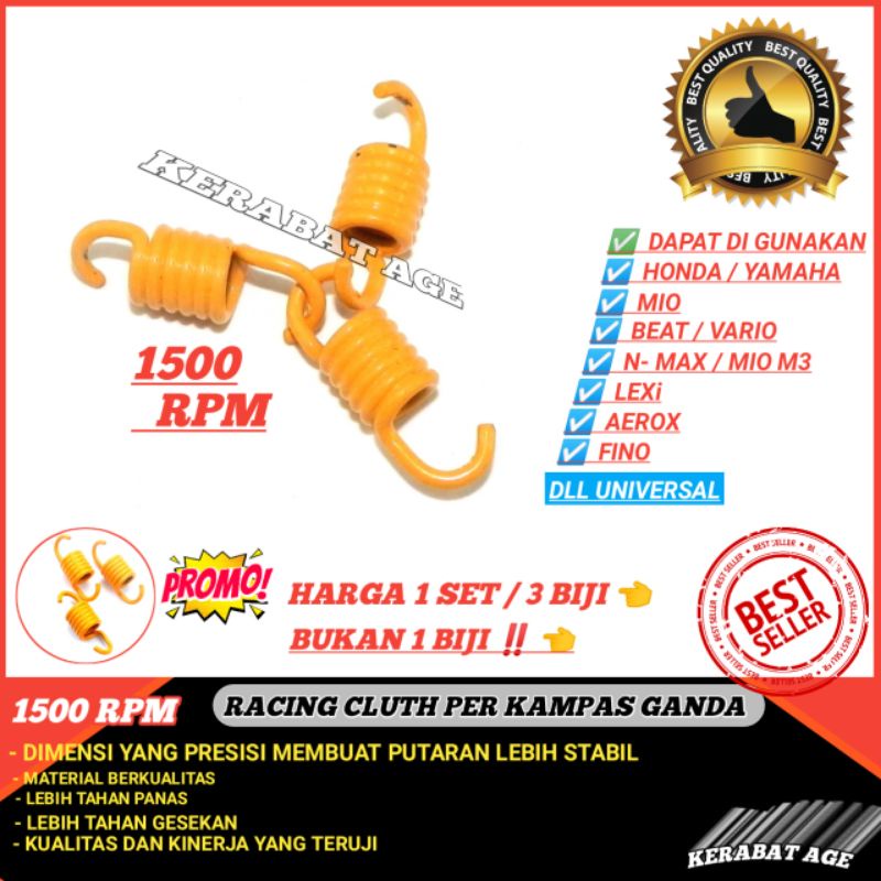 PER KAMPAS GANDA RACING 1500 RPM BEAT MIO VARIO HONDA YAMAHA 3pcs Set