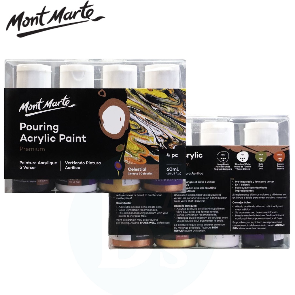 

Pouring Acrylic Paint Celestial Set Premium 4pc x 60ml (2oz) - Mont Marte