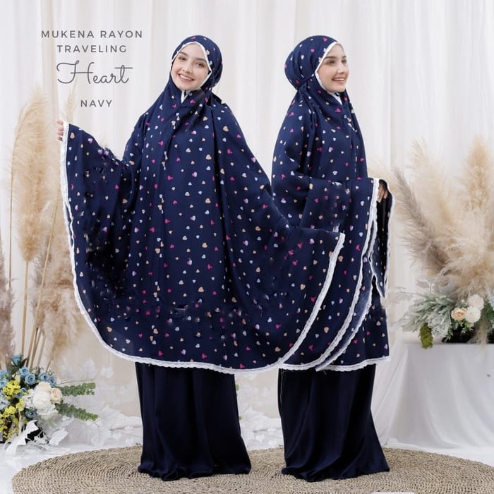 MUKENA DEWASA WANITA MOTIF HEART MUKENA RAYON PREMIUM PERLENGKAPAN SHOLAT WANITA
