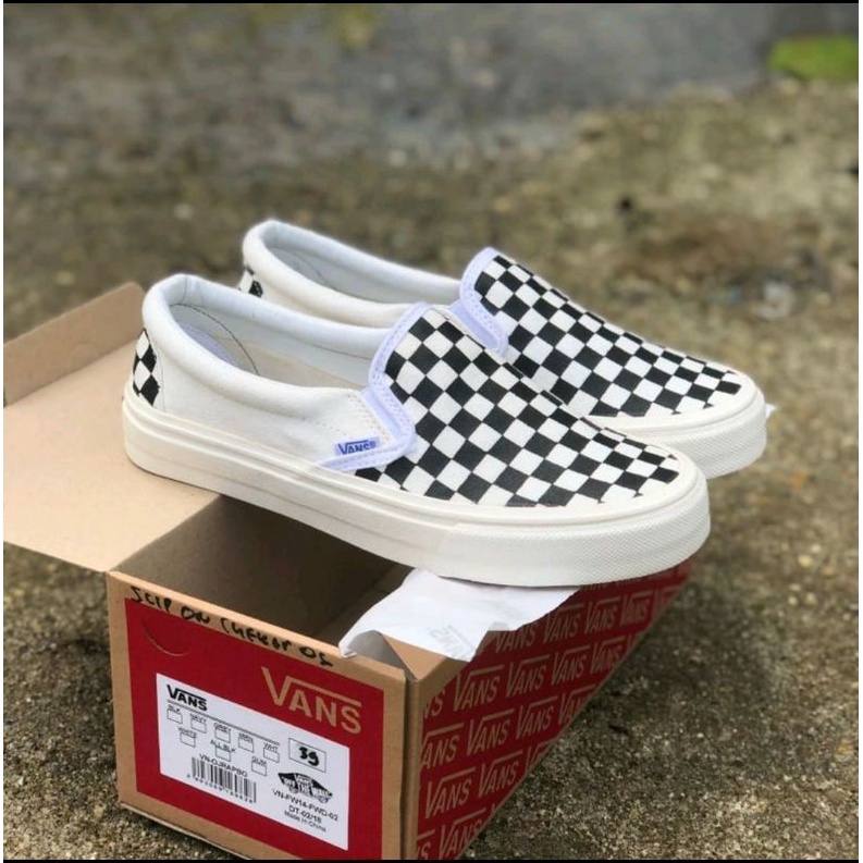 [BISA COD] Sepatu Slip On Checkerboard Mono OG Wafle Dt 36-43 Made In China