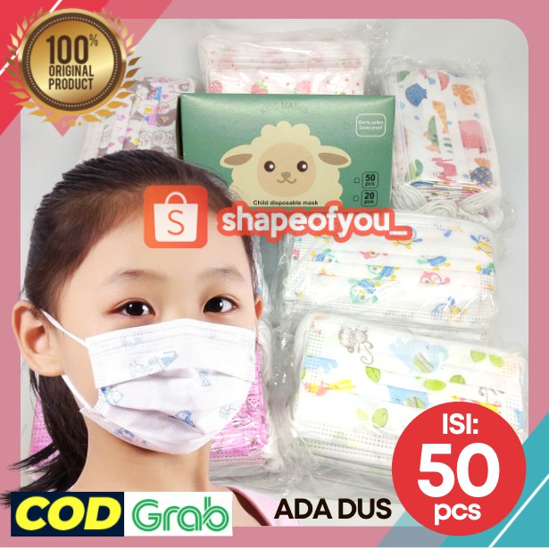 Masker Anak 3 Ply 50 pcs Karakter Balita Lucu Child Nyaman Murah Ada Dus Disposable Children Mask