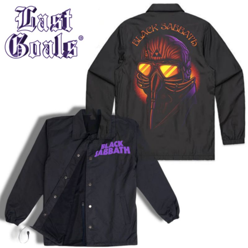 Coach jaket BLACK SABBATH jacket heavy metal VINTAGE parasut waterproof taslan polos hitam windbreak