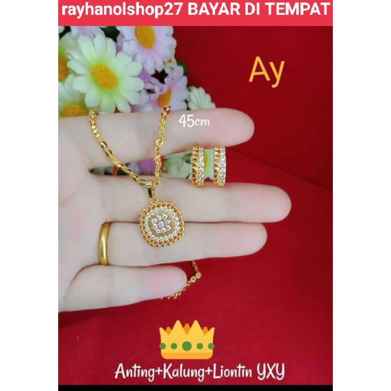 PERHIASAN WANITA TITANIUM ANTI KARAT LAPIS EMAS 24 K MOTIF PILIHAN