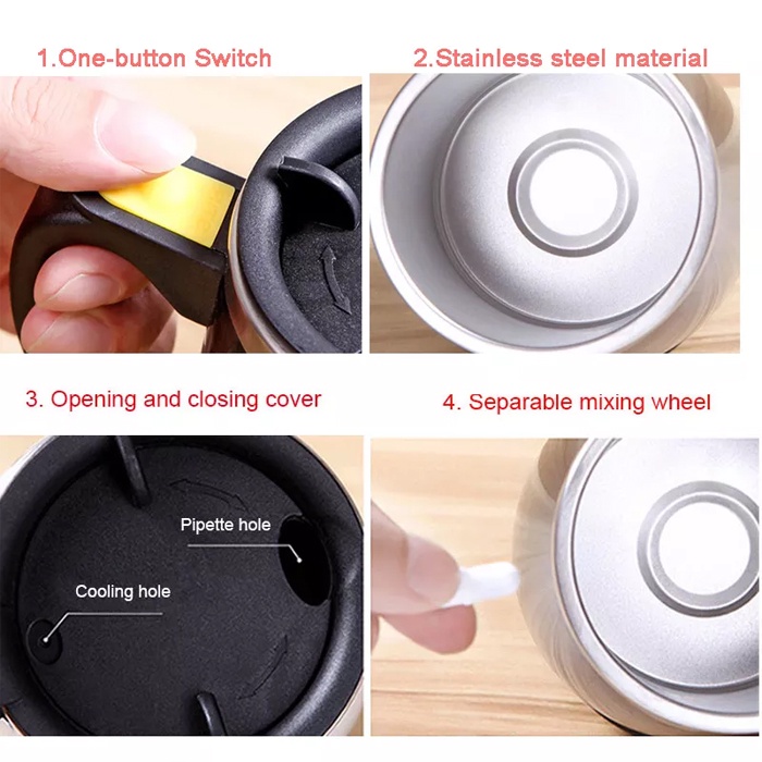 Gelas Mug Aduk Otomatis Gelas Unik Automatic Magnetic Stirring Cup USB Charge 400ml