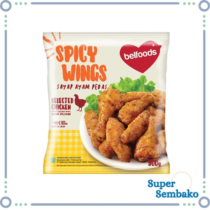 FROZEN FOOD MAKANAN BEKU SPICY CHICKEN WINGS SAYAP AYAM BELFOODS 500gr