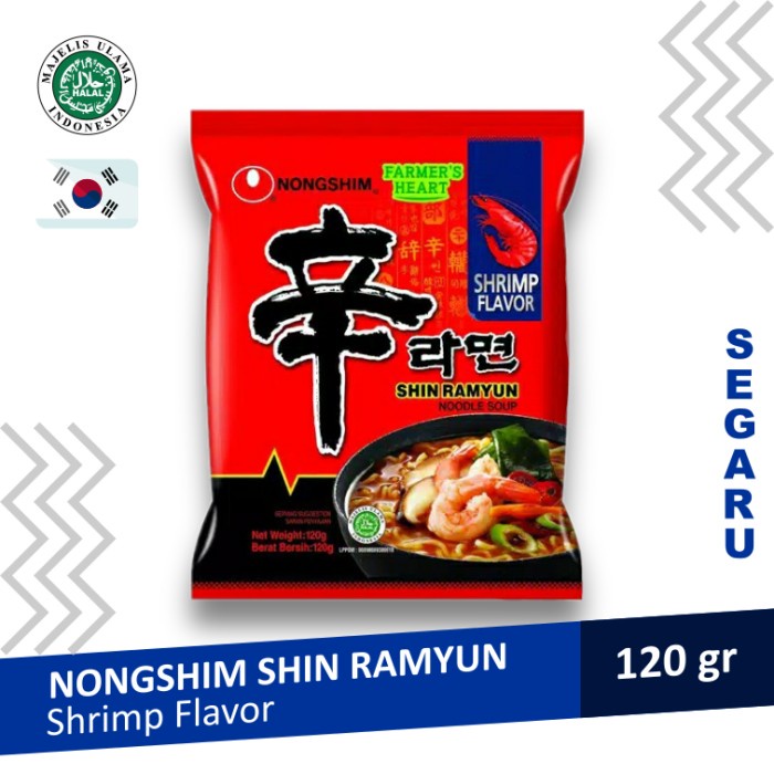 

impor-mie- nongshim shin ramyun shrimp flavor mie instant korea halal mui -mie-impor.