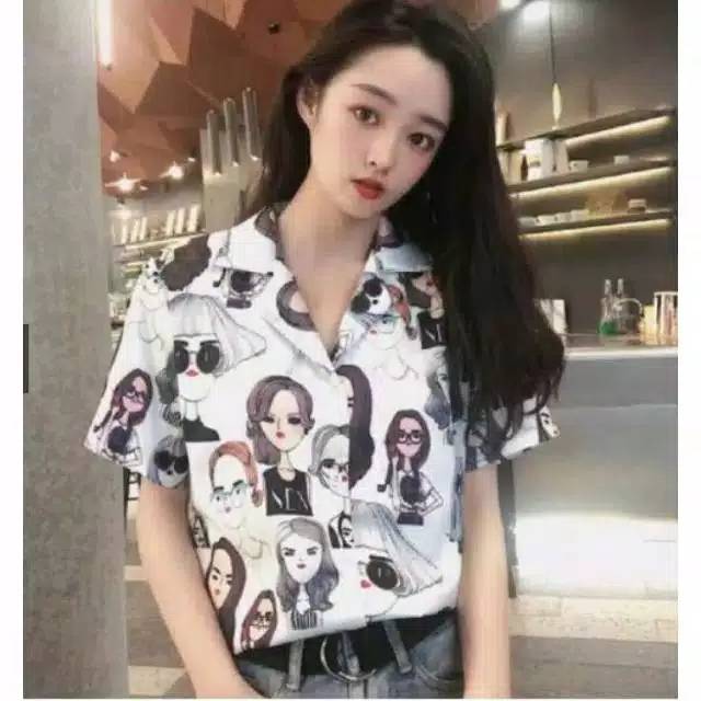 ( PROMO FLASH SALE ) KEMEJA MONALISA RETRO LENGAN PENDEK CASSUAL /GOOD QUALITY