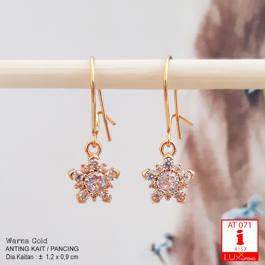 AT 071 Anting Xuping Wanita Permata Zirkon Perhiasan Lapis Emas Gold Luxx Xuping