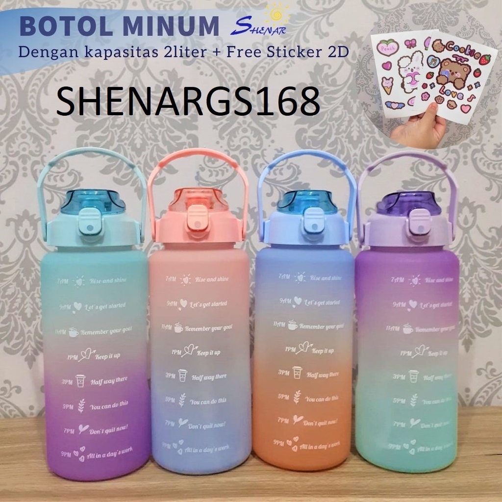 TERBARU-SHENAR - BOTOL MINUM - Botol Minum 2 Liter Botol Minum Viral Botol Pelangi Botol Minum Motivasi