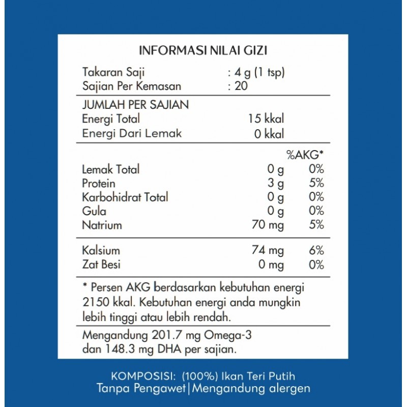 Crystal of the Sea White Anchovy Food Powder / Bubuk Ikan Teri Putih (Tersedia varian ukuran)