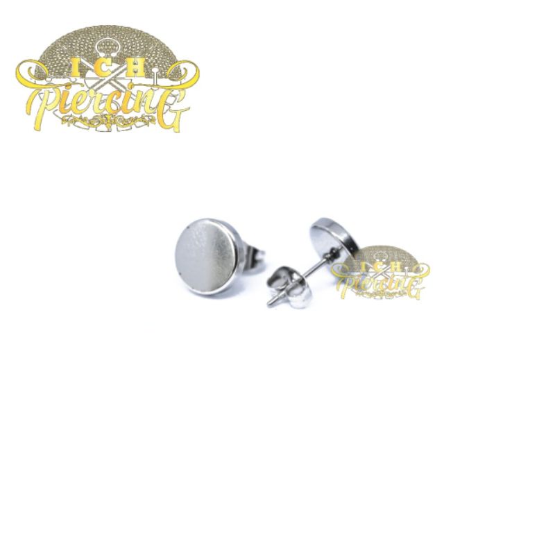 Anting Roda Tusuk Silver bahan TITANIUM STEEL/ Anting Tindik Pria Wanita 10mm