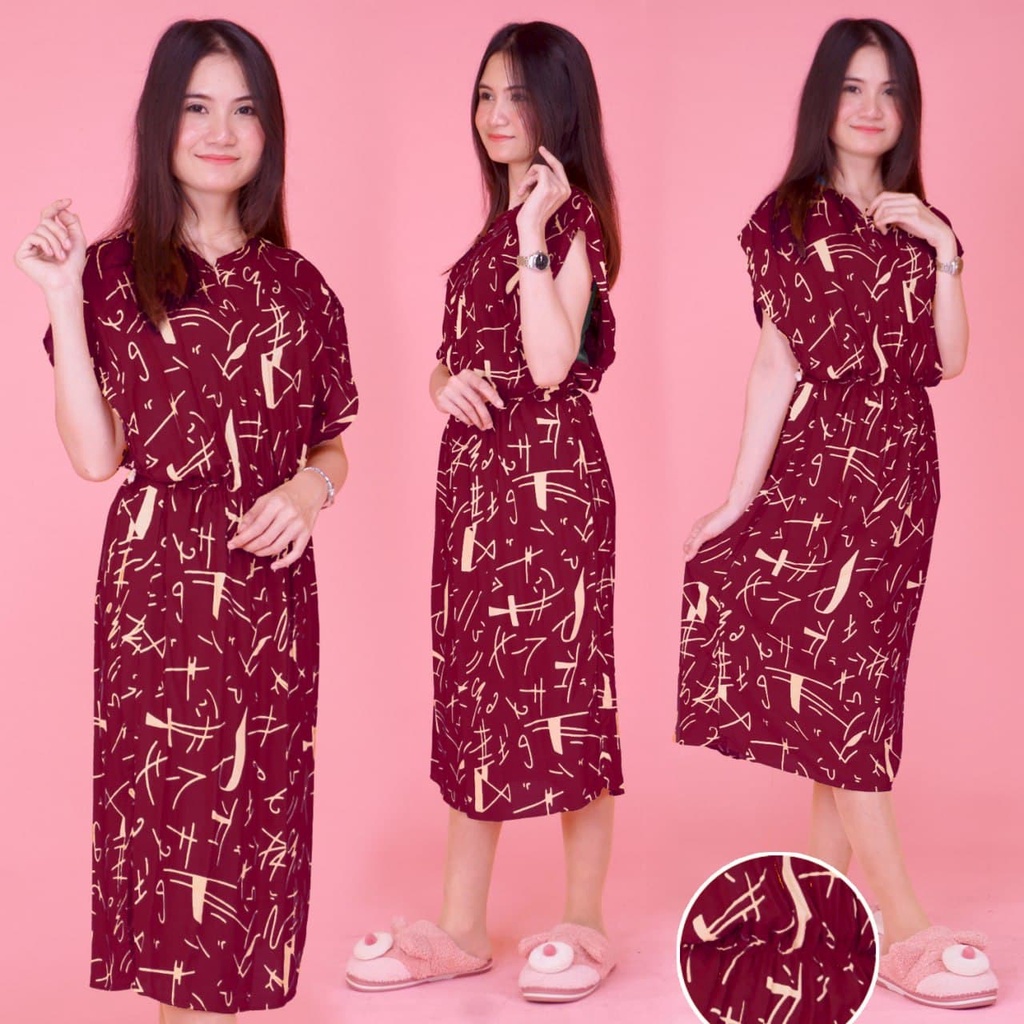 DASTER MANOHARA SANTUNG PAKAIAN BAJU TIDUR MURAH KEKINIAN BATIKWARNA-MH Formula Marun