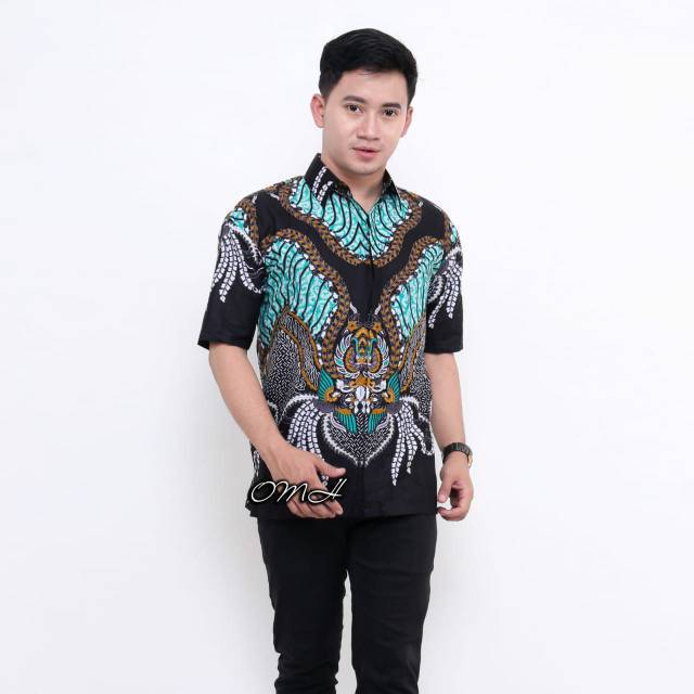 022 Zahira Batik HRB026 Kenongo Hem Kemeja Batik Pria Lengan Pendek  Katun Primis Halus M L XL