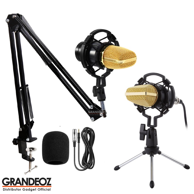 TaffSTUDIO BM 700 Mikrofon 3.5mm Kondenser Studio dengan Shock Proof USB Mount BM700 Mic BM-700 Cond