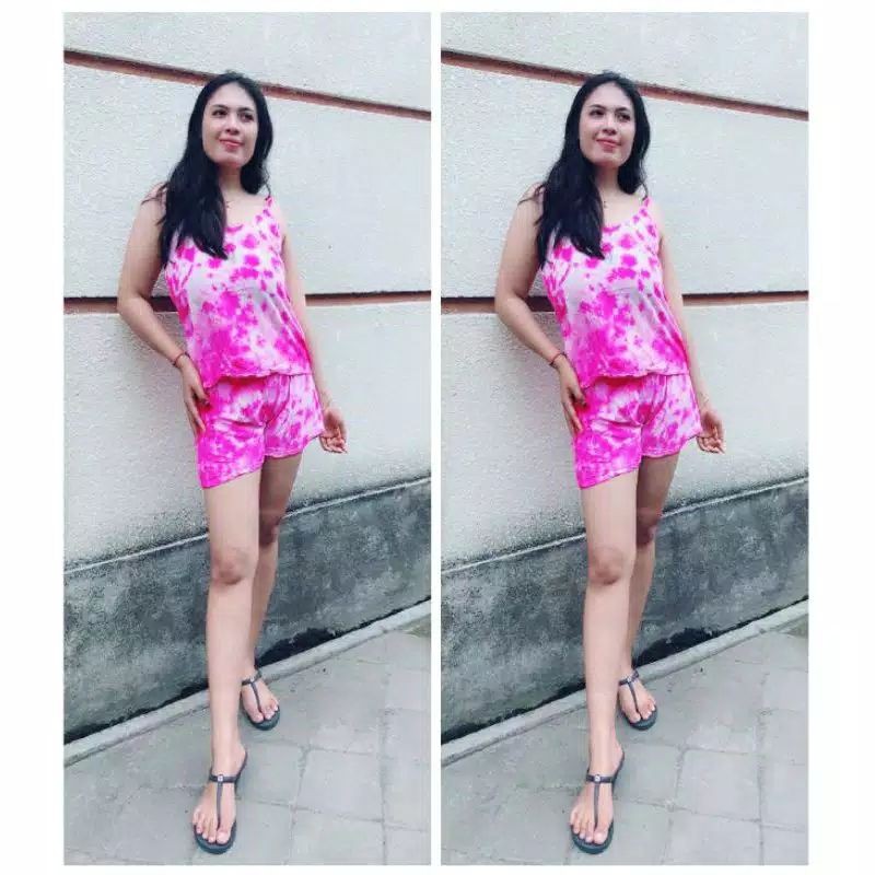 Setelan wanita tantop salsa motif tiedye