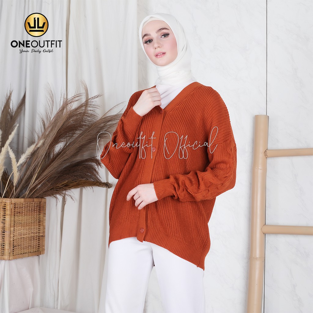Cardigan Rajut Carissa Oversize Cardy Wanita Outerwear Kardigan Polos Big Size Outer Jumbo M L XL-3
