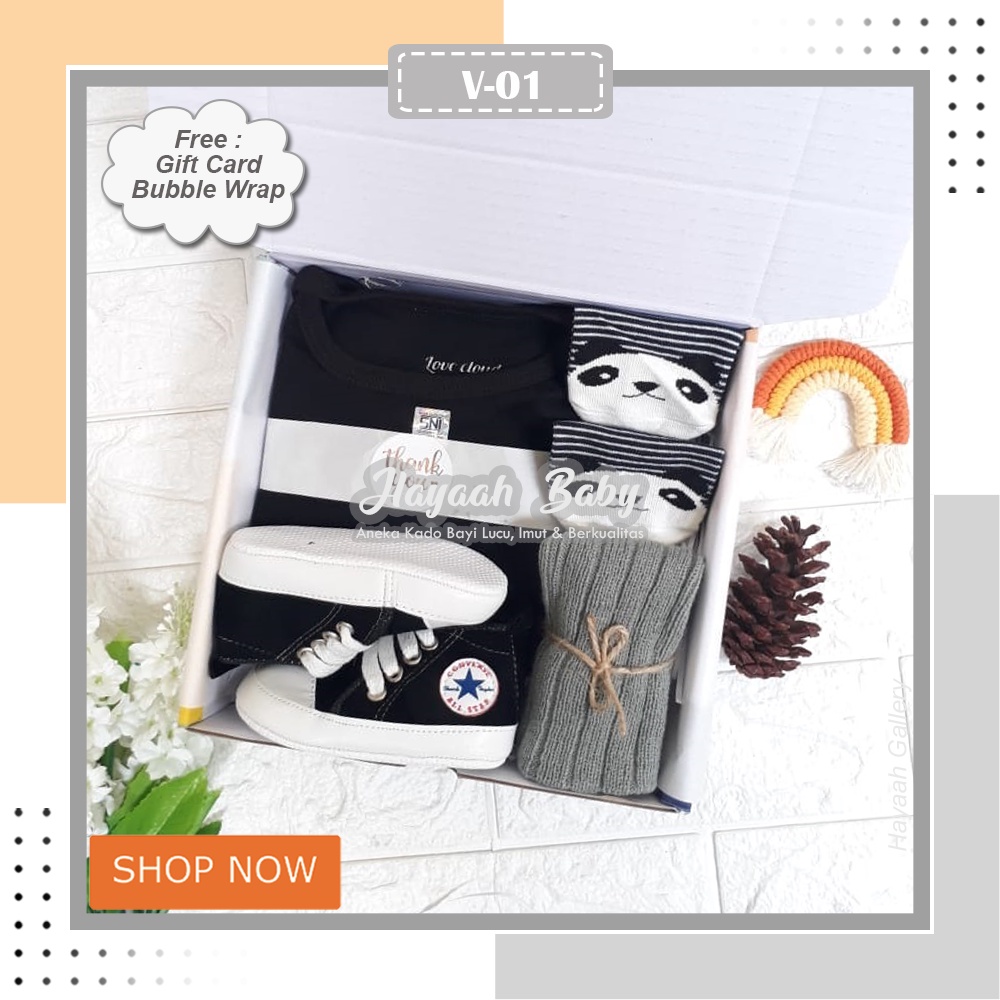 BABY HAMPERS NEWBORN Kado Bayi Cowok Parcel Bayi Laki laki Baby Gift Kekinian-V1 BLACK