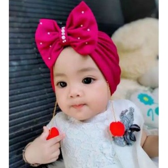 

Turban Pompom Anak Pita Mutiara