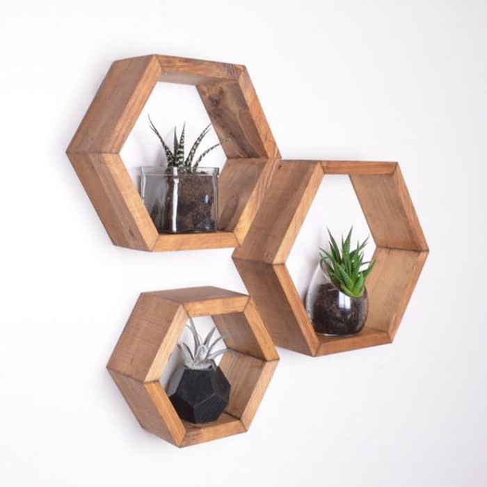 Jual Rak Dinding Hexagon / Rak kayu Hexagonal / Rak Sarang Lebah 3pcs -  Full Coklat Tua | Shopee Indonesia