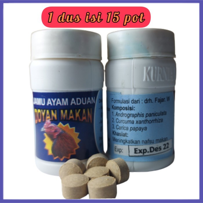 

✔ COD ✔ Jamu Ayam Aduan DOYAN MAKAN, obat herbal ayam hemat isi 15 pot