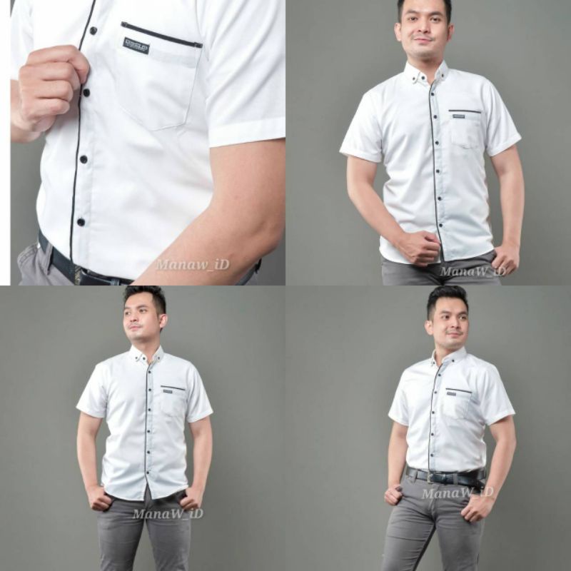 kemeja polos lengan pendek pria - kemeja polos motif list lengan pendek pria - kemeja kantor polos lengan pendek pria - kemeja casual distro import original terbaru 2021