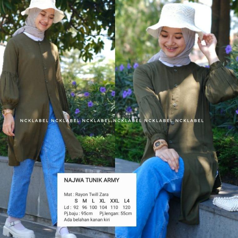 ANR.16Ap22e–  Atasan Wanita Tunik NAJWA Ori By NCKLabel Rayon twill zara Super Adem Nyaman