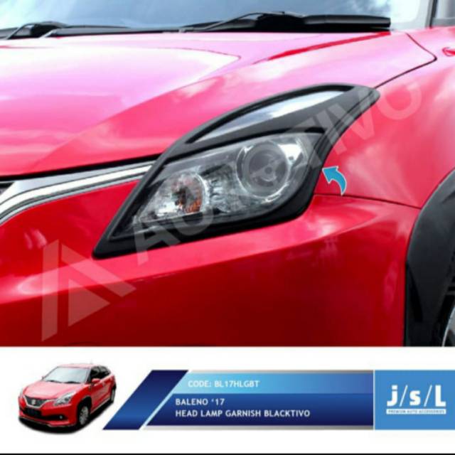 Garnish lampu depan Baleno 2017 Hitam &amp; Chrome / head lamp garnish jsl