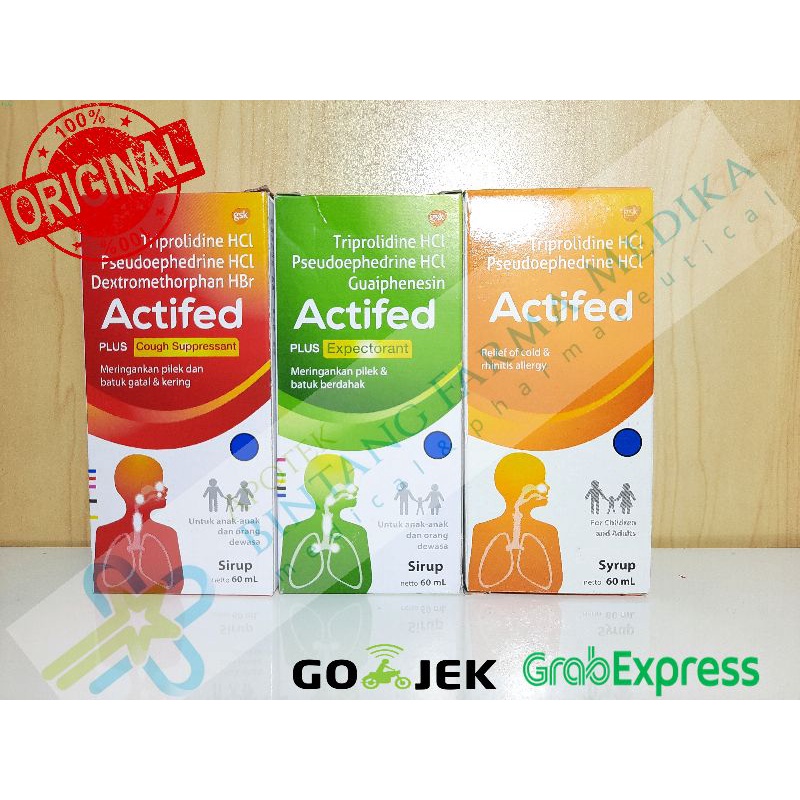 Actifed Merah /Actifed Kuning/Actifed Hijau Syrup 60ml All Varian