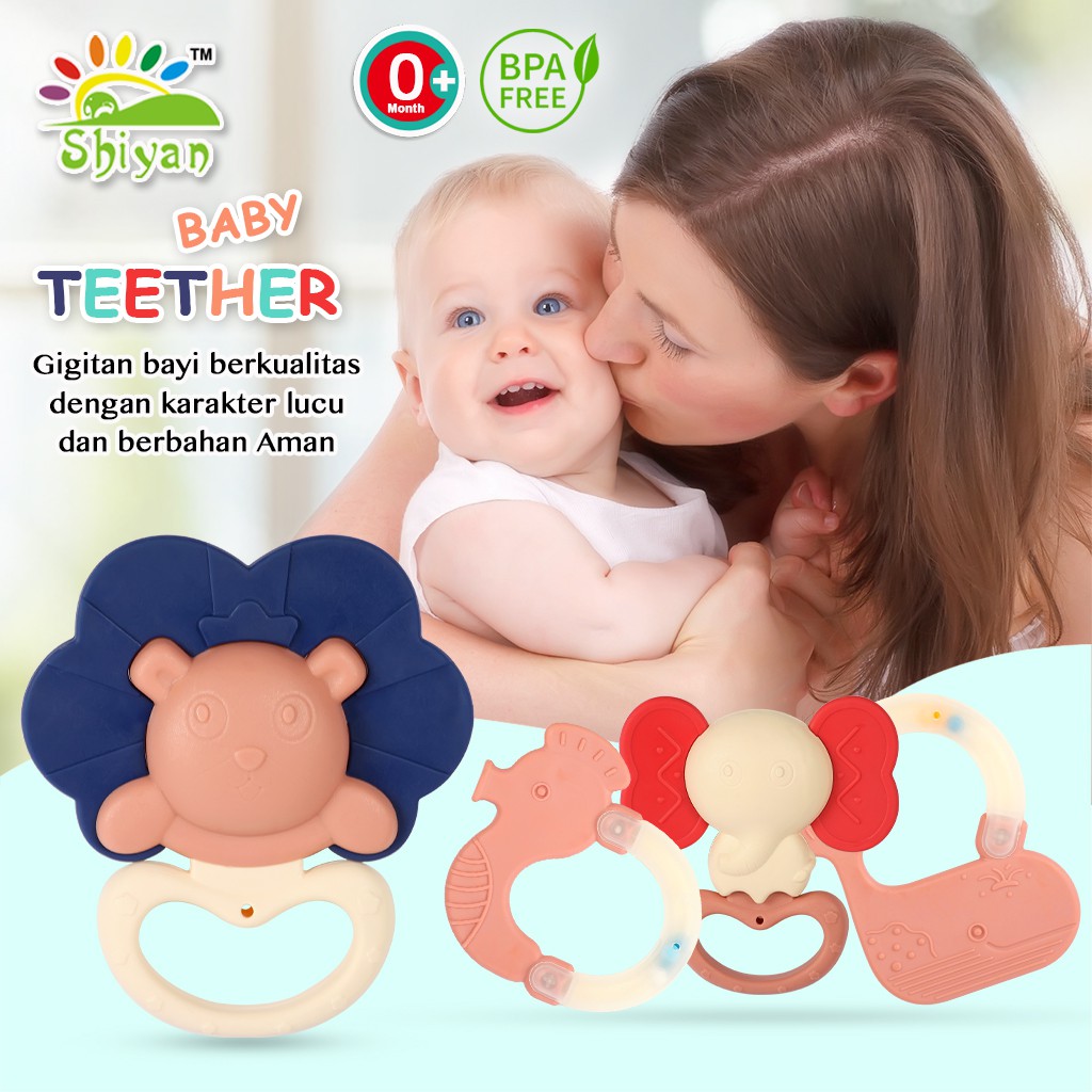 [Shiyan] mainan bayi edukasi shaking bell dan toy teether dengan bahan silikon dan plastik aman Varian Random