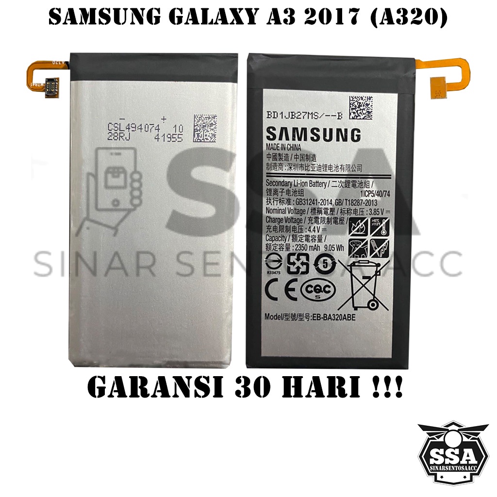 Baterai Original OEM Samsung Galaxy A3 2017 A320 EB-BA320ABE BA320ABE HP Ori Battery Batrai Batre Batu Batere GARANSI AWET MURAH