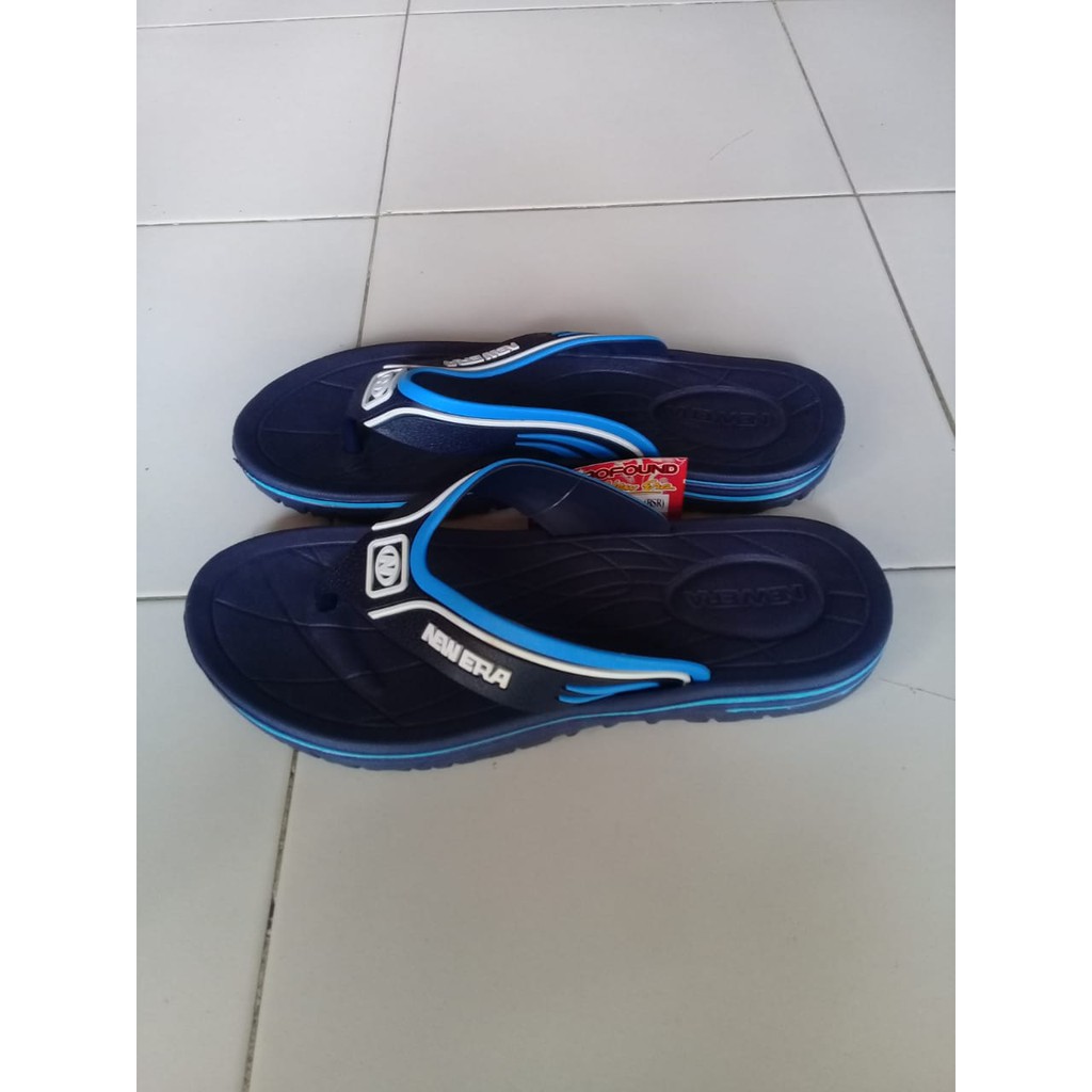 sandal cowok jepit bahan  karet NEW ERA motif polos