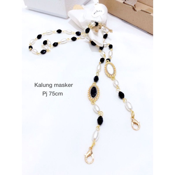 Kalung masker Fashion import Free box coklat Strap masker Premium Mutiara Pearl R005
