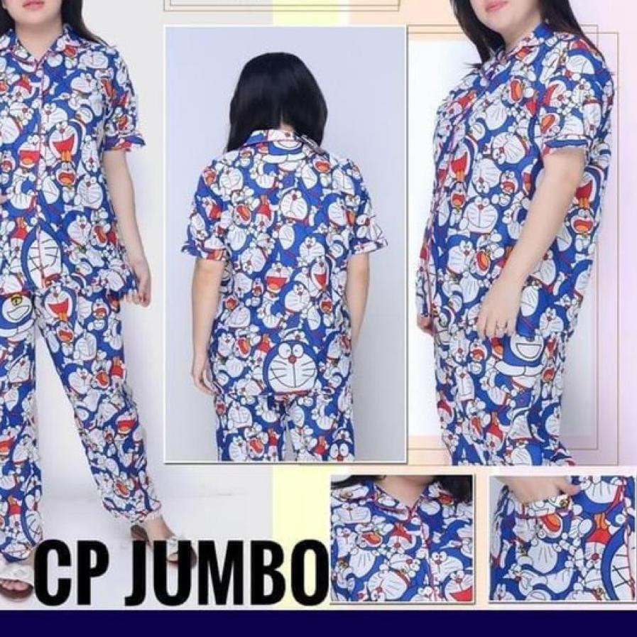 YZV alvin.store BAJU TIDUR PIYAMA / PAJAMAS DEWASA CP JUMBO DORAEMON TUMPUK - KATUN JEPANG / FIT TO