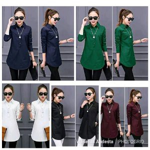 BAJU ATASAN WANITA BLOUSE KEMEJA LENGAN PANJANG KANCING TUNIK SOVIA BUKAN CRESSIDA H M DNC ZOYA SUN