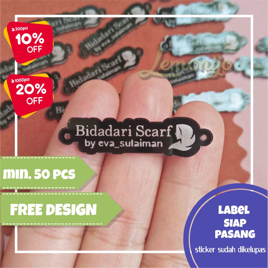 

Label Hijab Akrilik Custom Gravir Putih