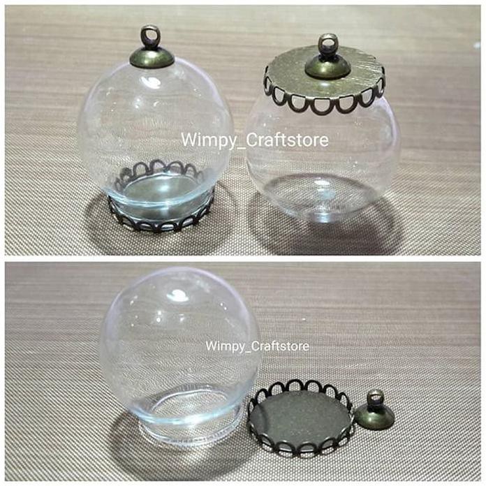 Glass Dome Bubble Besar Bola Kaca Bottle Charm Bahan Terrarium Mini