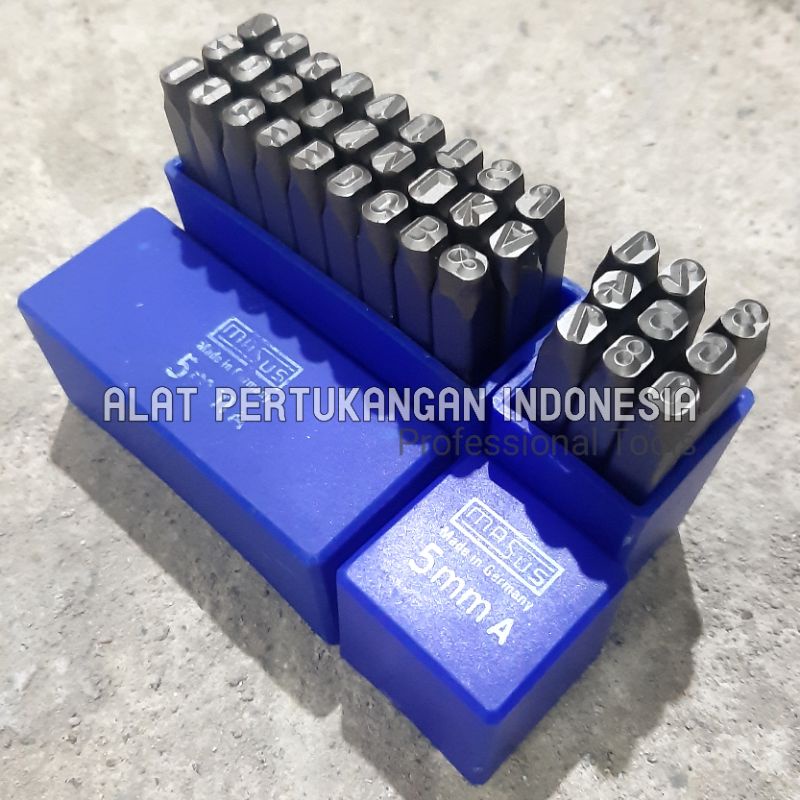 MASUS Alat Ketok Huruf Angka 5 mm Nomor Rangka Mesin Kendaraan Motor GERMANY