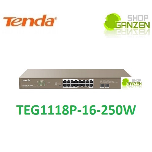 Tenda TEG1118P-16-250W 16GE+2SFP Ethernet Switch With 16-Port PoE