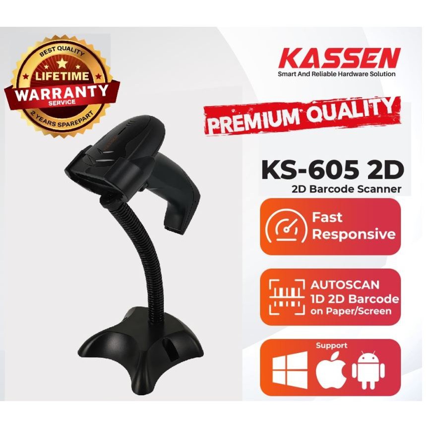 BARCODE SCANNER KASSEN KS-605 2D WITH STAND USB