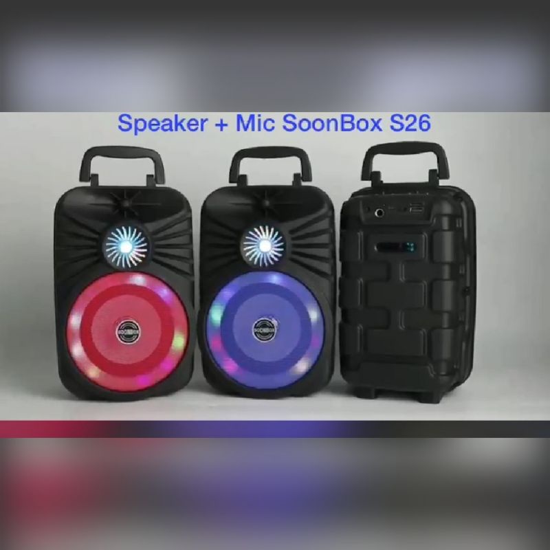 Speaker Bluetooth Wireless SOONBOX S26 Free Mic Bass Stereo 5 inch