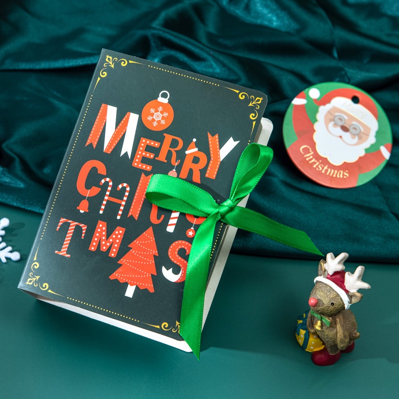 1Pcs Christmas Book Shape Boxs Gift Bag Candy Box