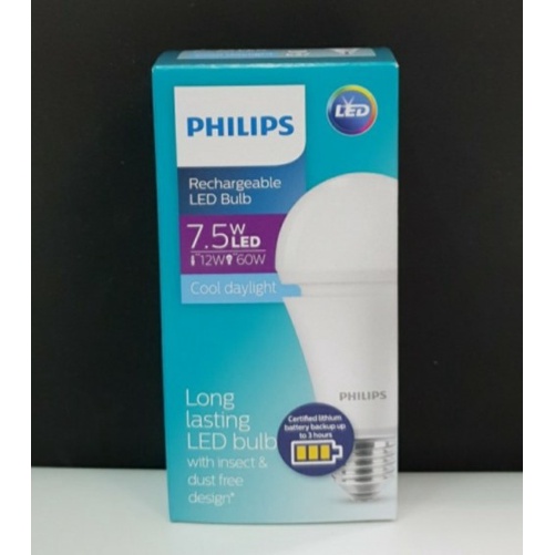 Philips Lampu LED Emergency 7,5W 7,5 W 7,5 Watt Putih Bulb Rechargeable