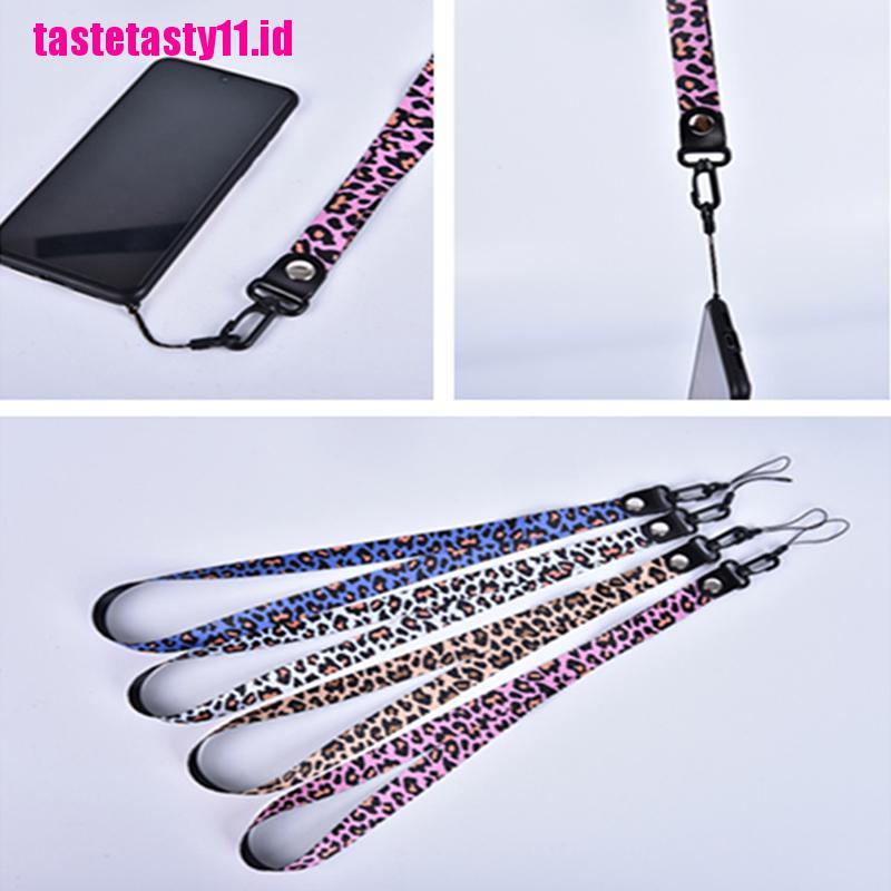 Lanyard Leher Panjang Motif Leopard Dapat Dilepas Untuk holder Kunci Ponsel Universal